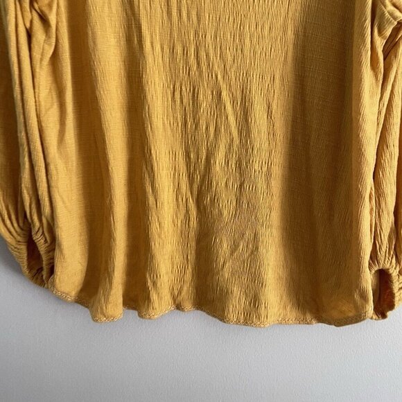 Max Studio Women SZ L Mustard Yellow Long Balloon Sleeve Textured Pullover Top - Picture 2 of 9